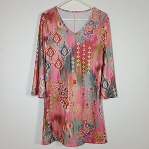 Autumn Winter Women's Casual Floral Print V-Neck 3/4 Sleeve Dress Size S New